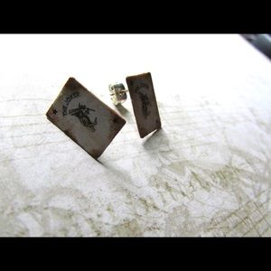 joker vintage looking playing card deck earrings